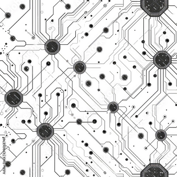 Fototapeta neural network, biology lab science, as seamless tile pattern, ai generated