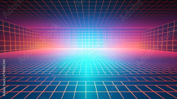 Obraz Cyberspace grid, big data and cybersecurity, blockchain and abstract technology background