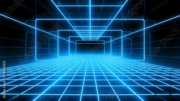 Obraz Cyberspace grid, big data and cybersecurity, blockchain and abstract technology background