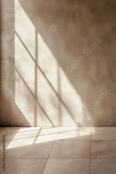 Fototapeta Sunlight Casting Shadows on Beige Wall and Floor