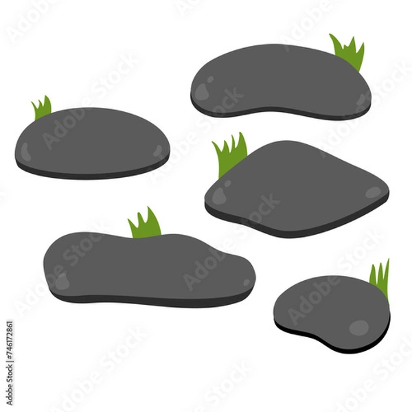 Obraz Stone Path with Grass Element Decoration Vector 