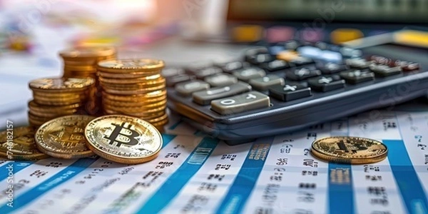 Fototapeta Bitcoin taxes concept - cryptocurrency gains are a form of income, and these investments are tracked by the IRS when withdrawn from exchanges