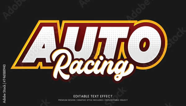 Fototapeta auto racing editable text effect vector design for champion ship and community club logo