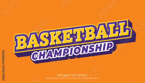 Fototapeta basketball championship editable text effect vector design for champion ship and community club logo