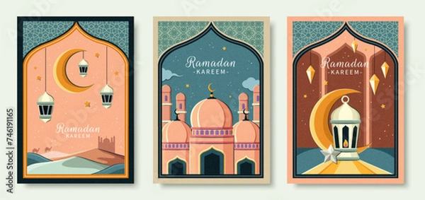 Fototapeta Aesthetic Ramadan template set