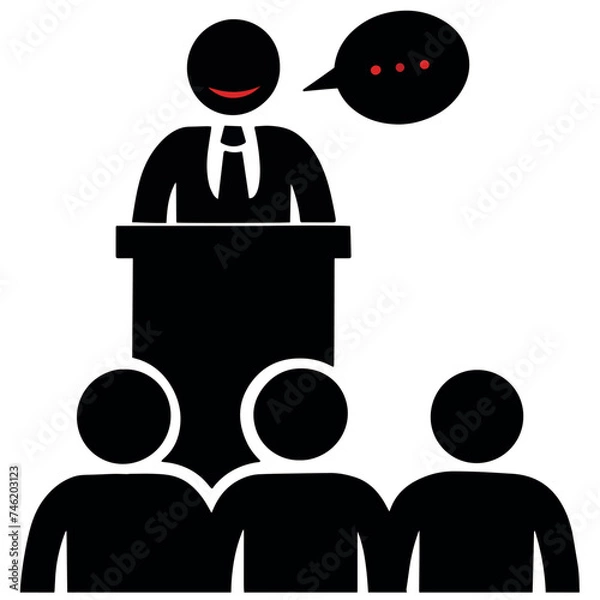 Fototapeta Vector bad evil politician giving a speech icon illustration