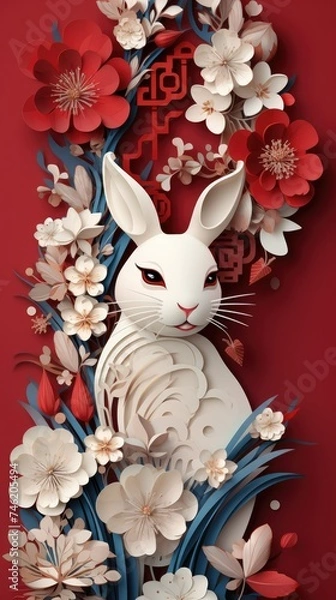 Obraz Chinese rabbit new year background no text