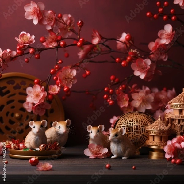 Obraz Chinese rabbit new year background no text
