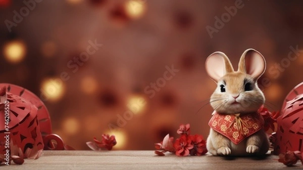 Obraz Chinese rabbit new year background no text