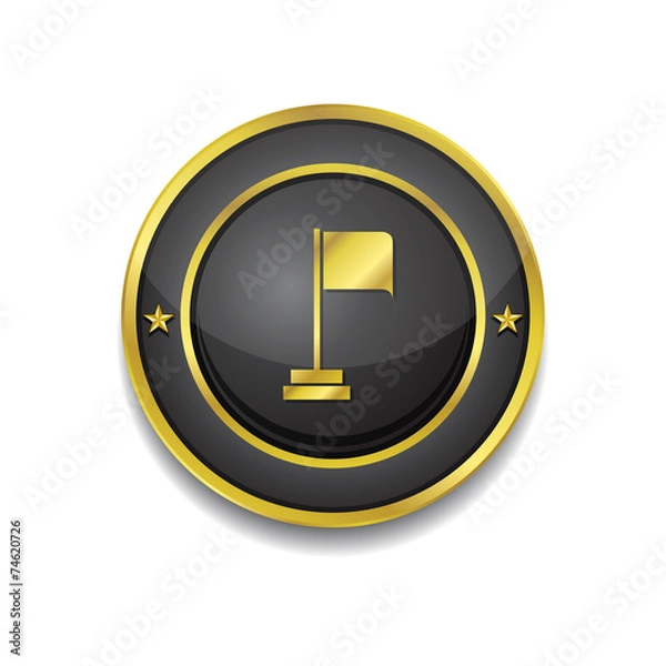Fototapeta Flag Sign Gold Vector Icon Button