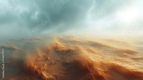 Fototapeta Texture of grains being molded by the force of the sandstorm constantly changing and shifting in the evershifting winds.