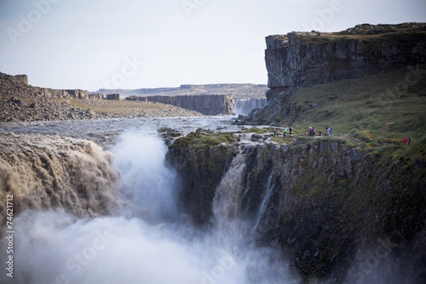 Fototapeta Dettifoss Waterfall in Iceland at overcast weather