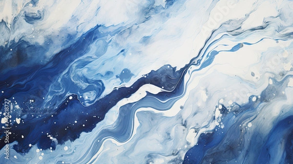 Fototapeta Abstract blue ink paint spatter splotch splat splatter brushstroke Patten on white background for wallpaper display
