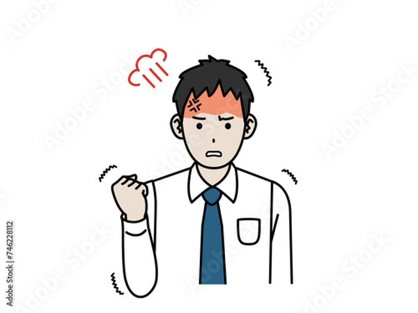 Fototapeta 激怒、怒る若い会社員の男性のイラスト