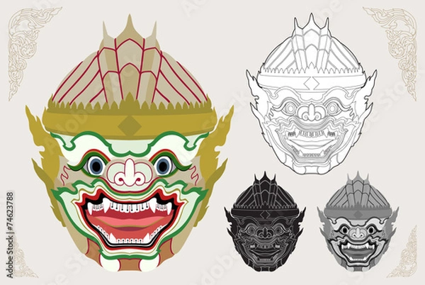 Fototapeta Hanuman head vector illustration