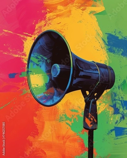 Fototapeta Speech generating device with a pop art touch screen speaking in colors
