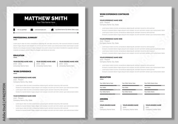 Fototapeta Simple Resume Layout