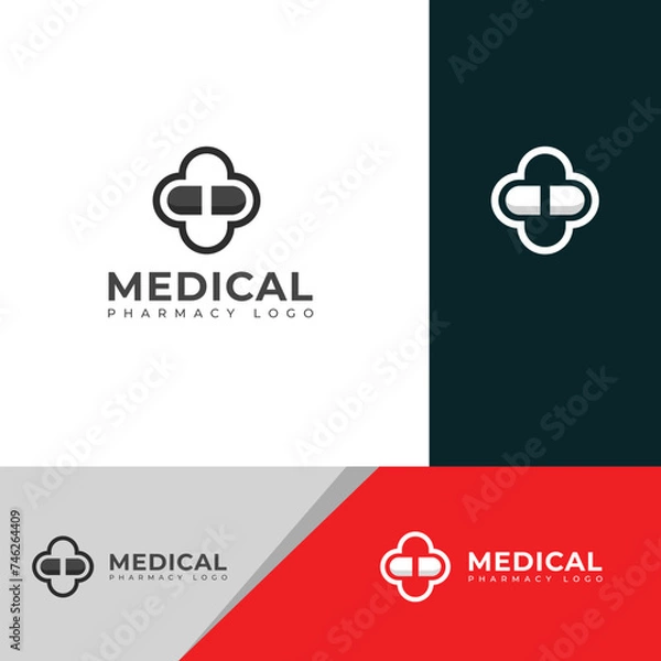 Fototapeta Creative Medical pharmacy logo design vector template.