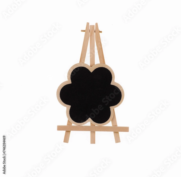 Fototapeta decorative easel with black board isolated on white background