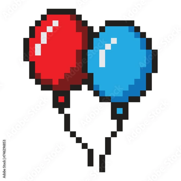 Fototapeta Balloon pixel art vector illustration