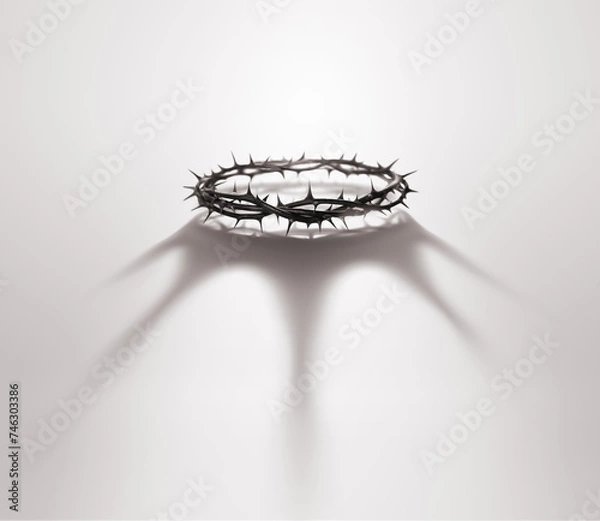 Obraz The reversal of the shadows of the crown of thorns and crown, which symbolizes the suffering and trials of Jesus, symbolizes the death of the Savior and the resurrected King.

