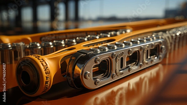 Fototapeta Cutting-edge technology for seamless computer-connected transport and business communication with internet cable connections and audio equipment, generative AI