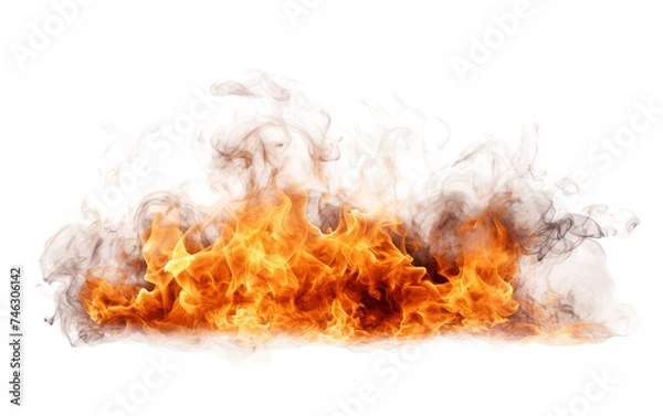 Obraz Cluster of Fire Flames. Multiple fire flames of varying sizes and intensities are clustered together, burning brightly. The flames dance and flicker. On PNG Transparent Clear Background.