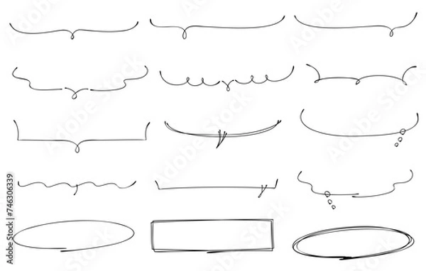 Obraz 半分の下線吹き出し　横セット　線画の背景透過