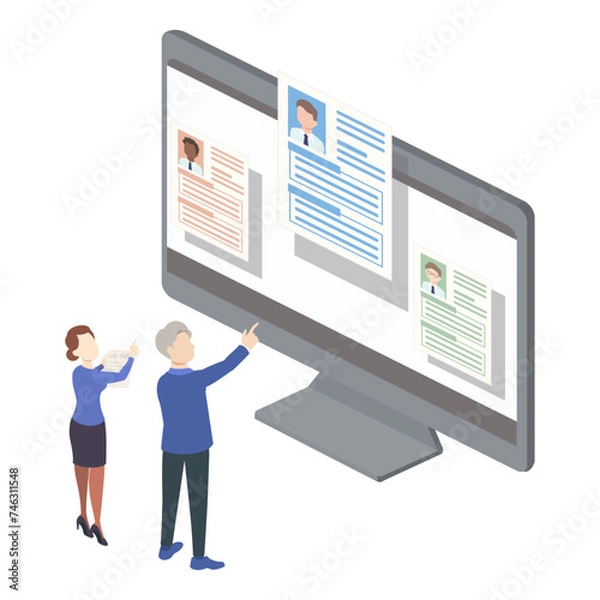 Obraz スケジュールを組み立てるビジネスパーソンのイラスト