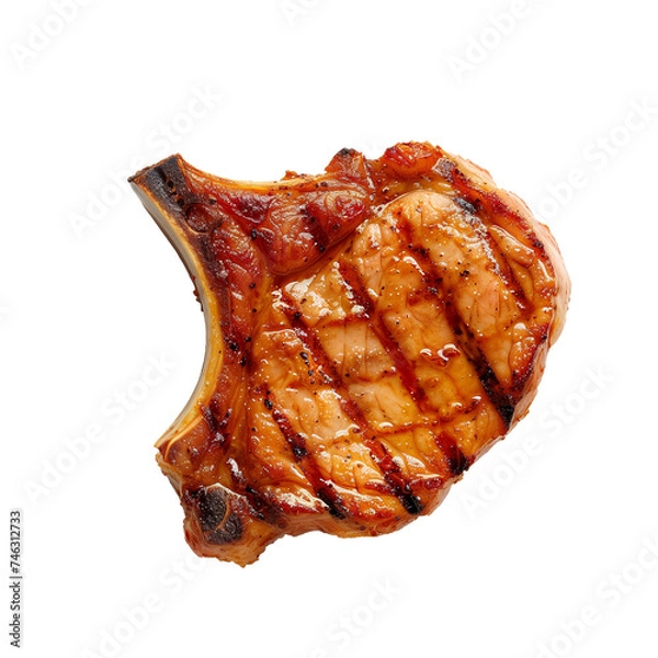 Obraz Grill pork chop Isolated on transparent background