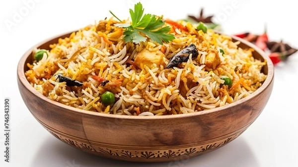 Obraz Indian Dum Biryani in White Background - Dum