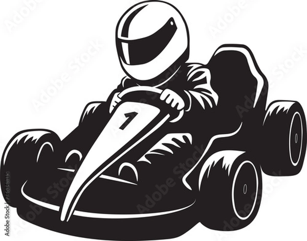 Fototapeta Simple black and white go kart racing icon