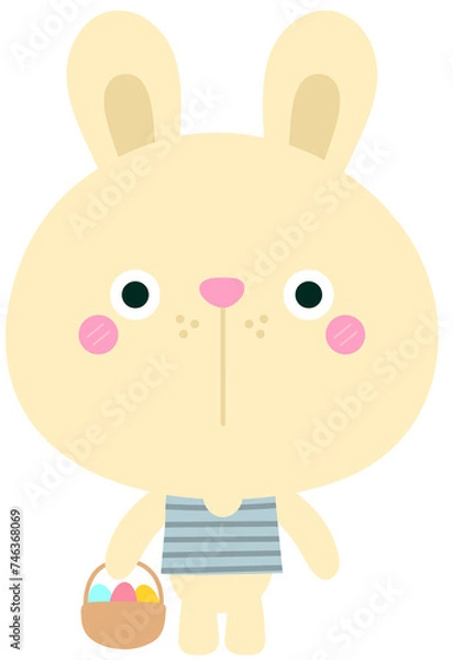 Fototapeta hello spring easter festival cute rabbit play eggs hunt easter holiday activity