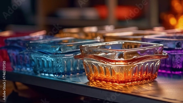 Fototapeta Stylish Bar Setting with Glassware, Candlelit Ambiance, Tantalizing Cocktails, and Delectable Food in a Gold and Red Color Scheme, generative AI