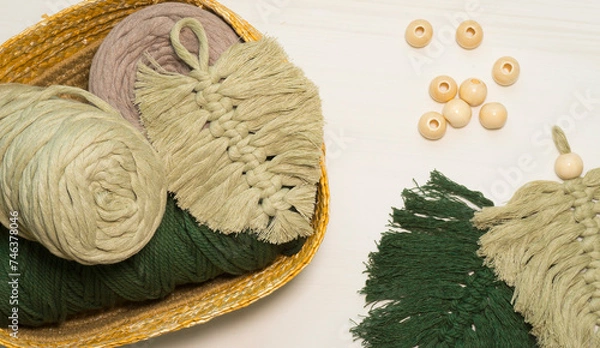 Fototapeta Skeins of thread for weaving macrame