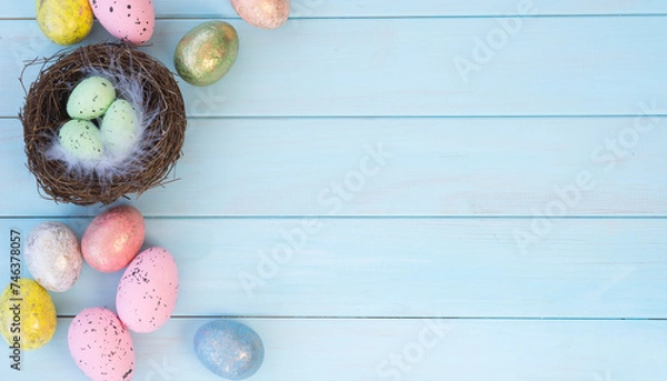 Fototapeta Easter composition with colorful eggs