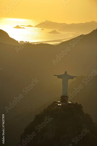 Fototapeta Widok z lotu ptaka Chrystusa na wzgórzu Corcovado, Rio de Janeiro, Brazylia