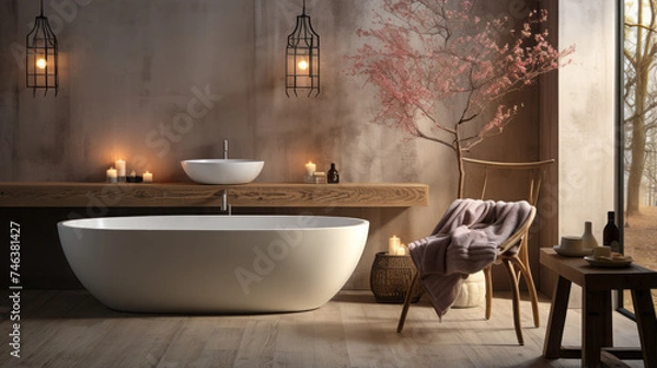 Fototapeta Elegant Home Interior Design with Luxury Furniture and Stylish Decor for Bathroom, Kitchen, and Living Room, generative AI