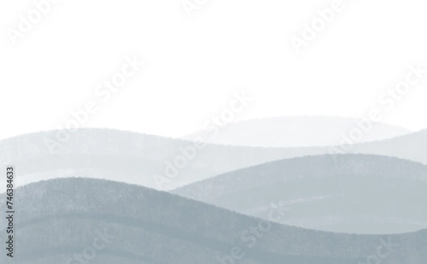 Fototapeta 水彩背景波型山型/グレーモノクロ