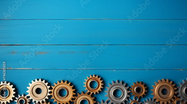 Fototapeta Innovative Metal Gear Machinery: Engineering Technology for Industrial Business and Teamwork Concept in the Mechanical Industry, generative AI