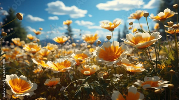 Fototapeta Vibrant Blooms: A Stunning Celebration of Nature's Beauty in Fields and Gardens, generative AI