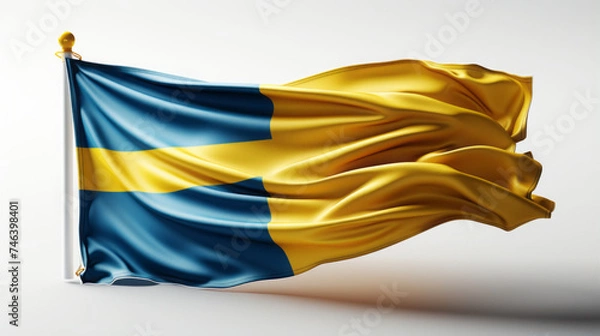 Fototapeta Vibrant National Flags: Waving Symbols of Patriotism in Europe, Ukraine, Romania, Sweden and Jamaica - 3D Illustrations of Yellow, Blue & More, generative AI