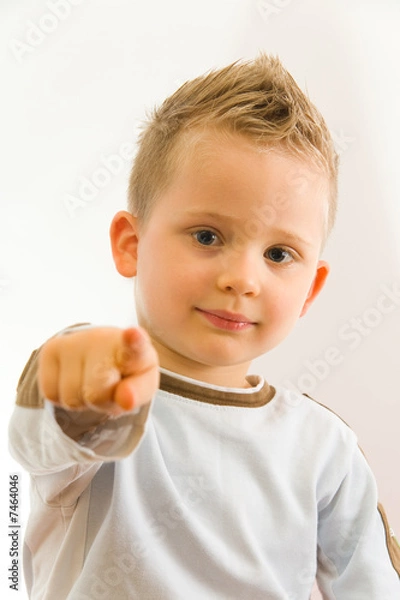 Obraz Child showing on somebody by his finger