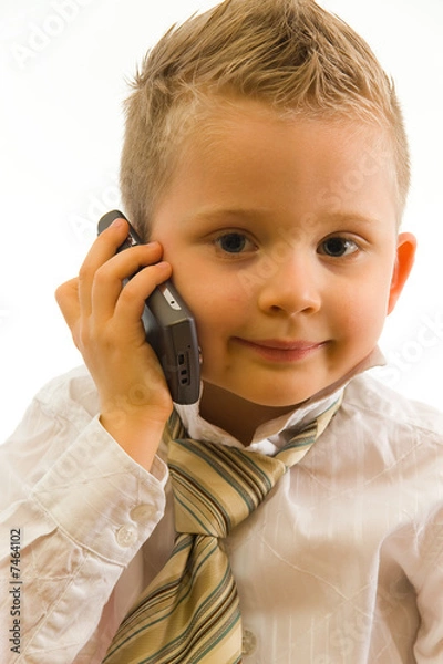 Obraz Child talking via cellphone