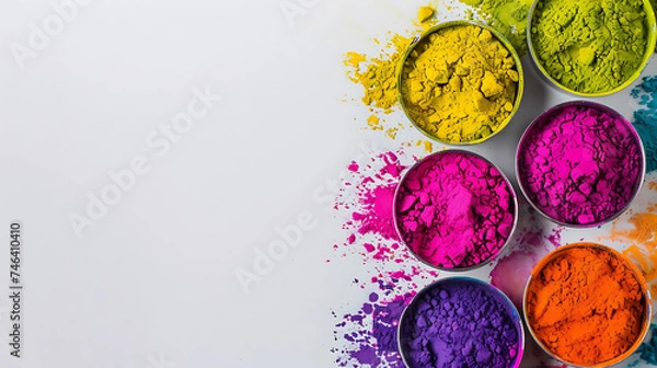 Fototapeta Colorful Holi powder on white background