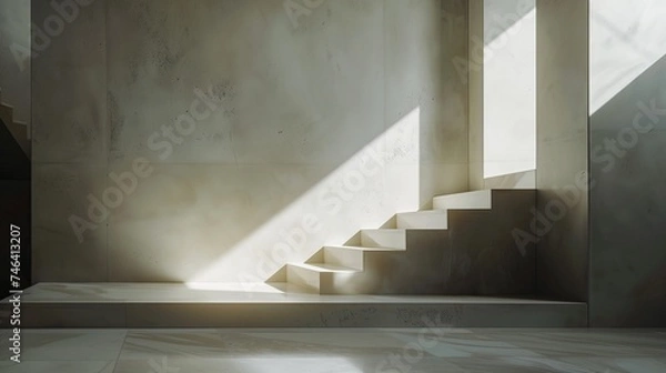 Obraz Minimalist light gray walls. Generative AI