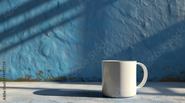 Obraz Coffee cup and wall background. Generative AI
