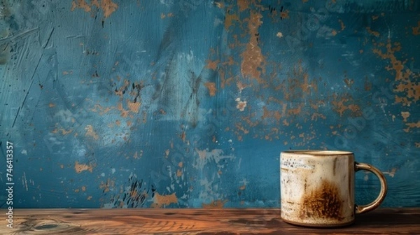 Obraz Coffee cup and wall background. Generative AI
