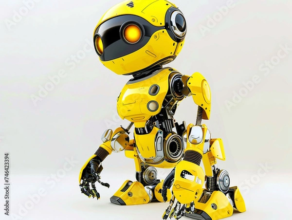 Fototapeta Dynamic 3D Cartoon Robot Characters in Various Poses
