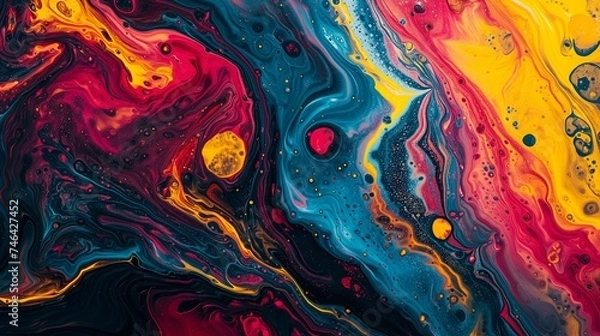 Obraz Fluid art cosmic abstraction. Generative AI